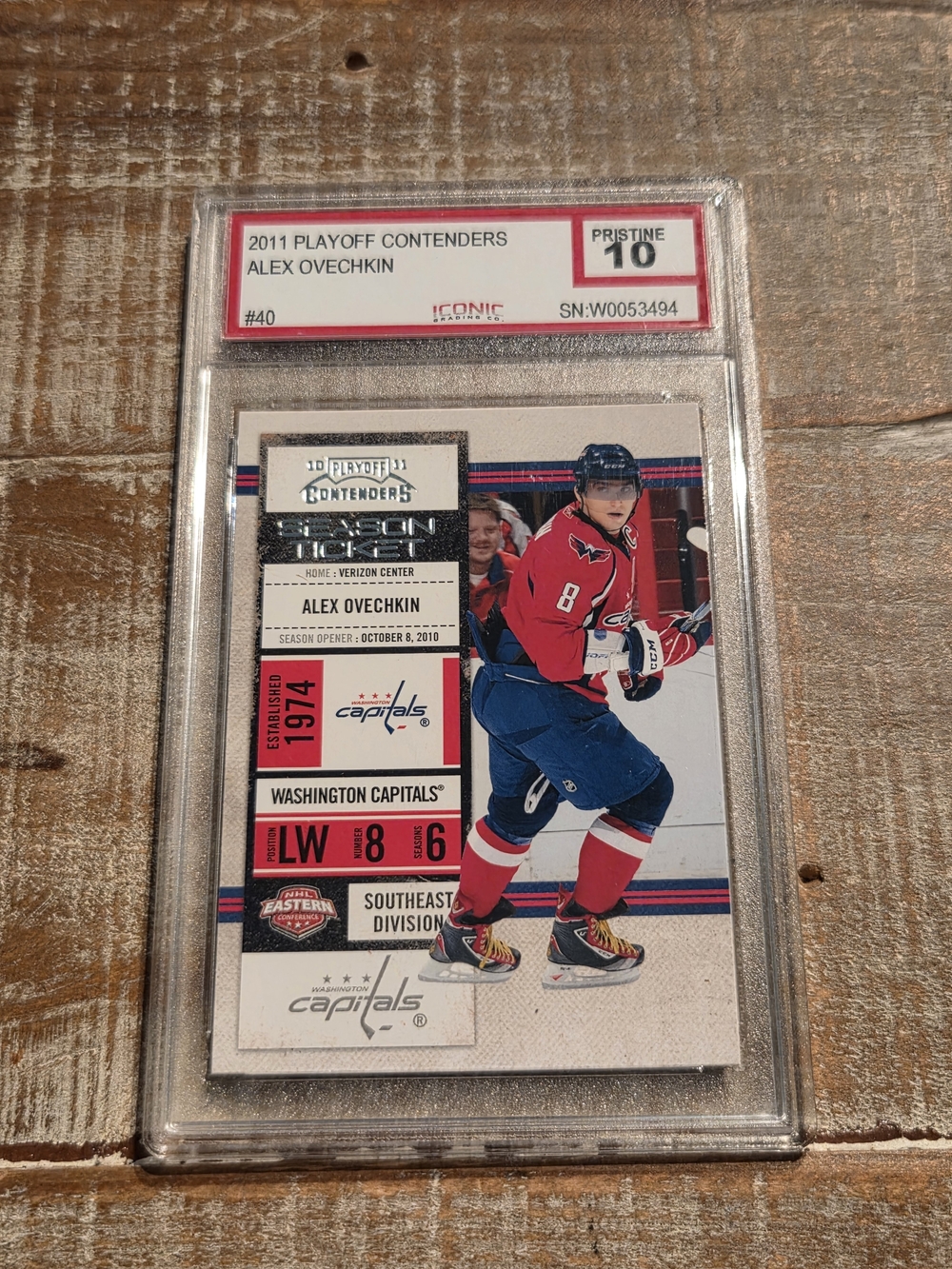 PRISTINE 10 2011 Playoff Contenders Alex Ovechkin Graded Encased Hockey Card